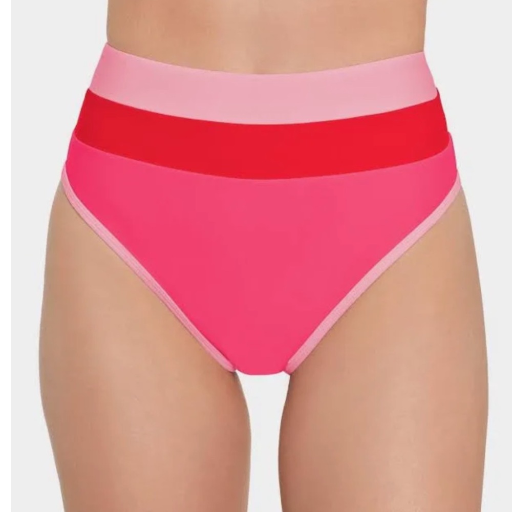 NWT SALT + COVE Womens Bikini Bottoms High Waisted Neon Colorblock Pattern Small